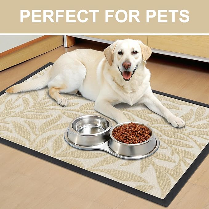 Smiry Front Door Mat Indoor Outdoor Entrance, Heavy Duty Natural Rubber, Trap Dirt and Moisture, Non-Slip Doormats, Low Profile, Easy Clean Patio Porch Entryway Mat, 47x32, Beige