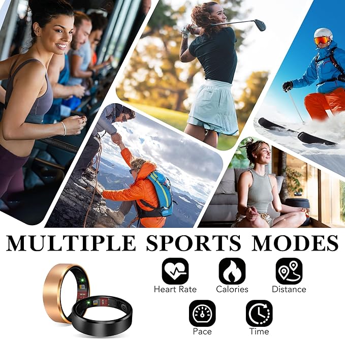 Smart Health Ring 2.0 for Women Men, Slim Scratch & Fingerprint Resistant Design, Efficient Chip Fitness Tracker, Monitors Heart, Blood Oxygen & Pressure, Sleep, Steps, Waterproof, Silver 14