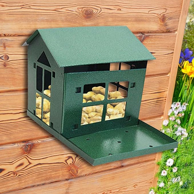 Erva Peanut Pantry Squirrel Feeder - Heavy Duty Steel - Premium Verdigris Finish - Made in USA (SQF1)