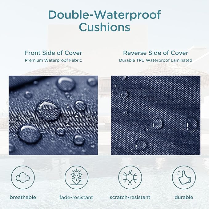 Codi Outdoor Lounge Chair Cushion, Chaise Cushions for Patio Furniture, Double Waterproof Fabric for Pool, 72 x 22.5 x 3.5 Inch 1PK Midnight Blue