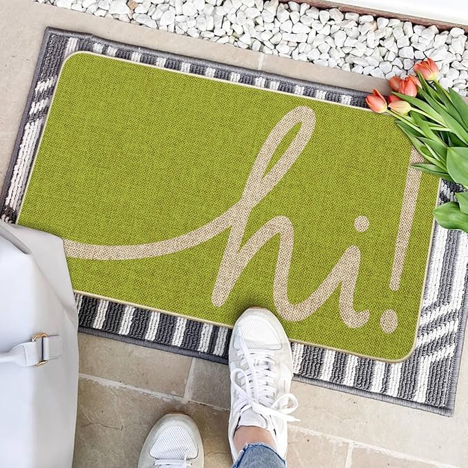 Artoid Mode Green Hi Doormat, Home Spring Summer Decor Switch Rug Welcome Door Mat Floor Mat 17x29 Inch