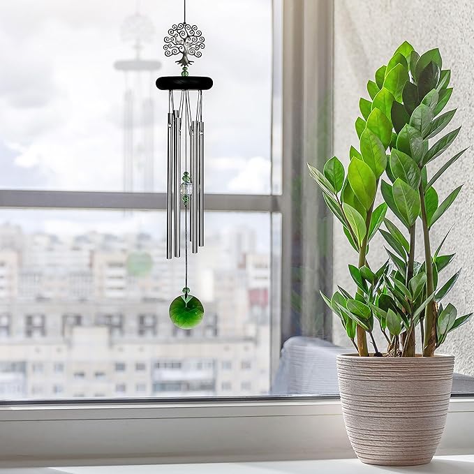 Woodstock Chimes Signature Collection, Crystal Tree of Life Chime, 19'' Decor Designs Wind Chimes for Outdoor, Patio, Home or Garden Décor (WFTE)
