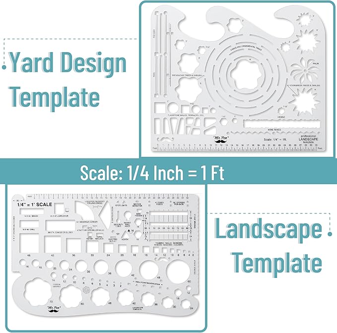 Mr. Pen- Landscape Templates, Architectural Templates, Drafting Tools, Landscaping Tools, Landscape Design Template, Drafting Ruler Shapes, Drawing Stencils