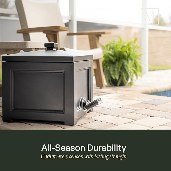 Mayne Fairfield Garden Hose Bin - Black - 17in L x 17in W x 18in H - Holds up to 100 ft. of standard garden hose (5858-B)