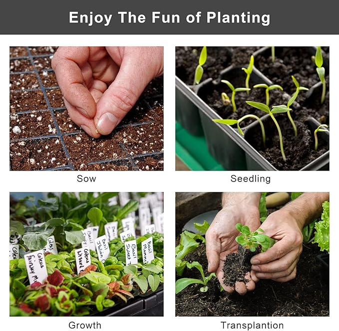 Elcoho 15 Pack Seed Starter Trays 72 Cells Seedling Trays Kit with 1080 Cells Plant Nursery Pots Plastic Plant Grow Plug Trays Mini Propagator for Garden Plant Germination, 21.3 x 11 Inches