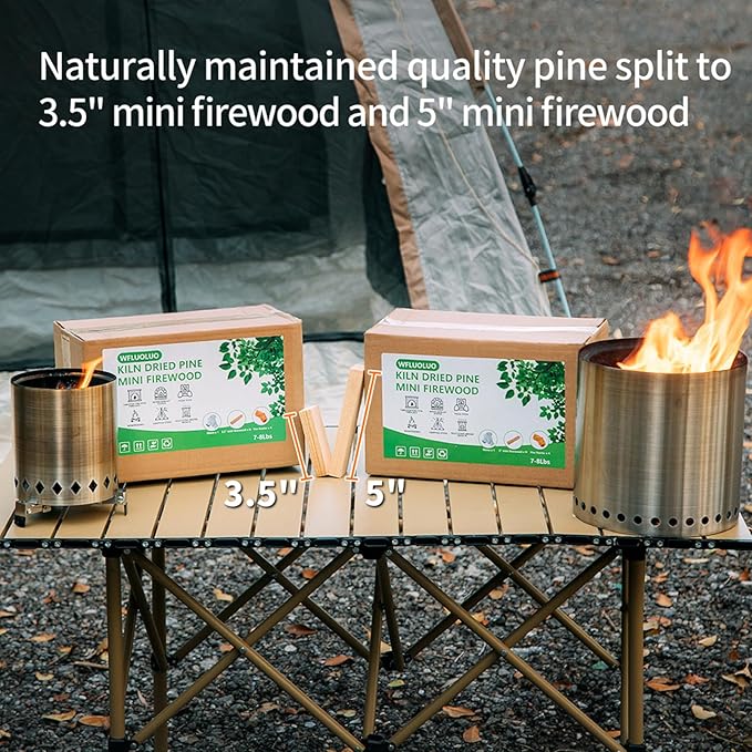 Mini Firewood with 8PCS Fire Starters 3.5'' Lengths Pine Kiln Dried Firewood Great Solo Stove Accessories Tool Prefect for Solo Stove Mesa, Tabletop Fire Pit, Solo Stove Mesa Sticks Wood