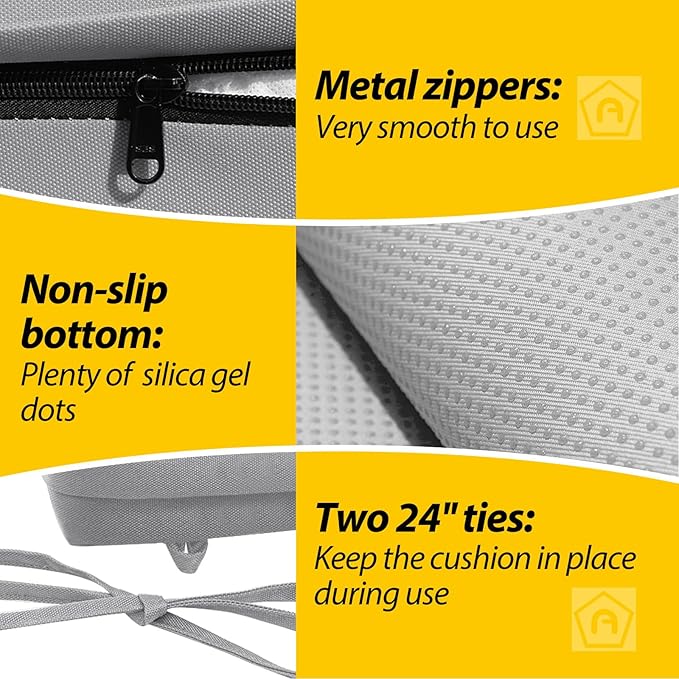 AAAAAcessories Outdoor Seat Cushions for Chairs, Waterproof, Fade-Resistant, 21" x 21" x 3", Patio Furniture Replacement Cushions, Set of 2, Gray