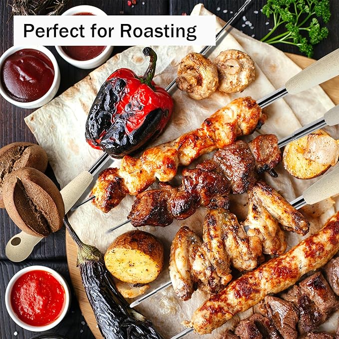 Marshmallow Roasting Sticks Set of 10-32 Inch Extendable Smores Sticks for Fire Pit Long, Telescoping Camping Skewers for Smores Kit, Hot Dog Sticks for Campfire Bonfire Party Supplies