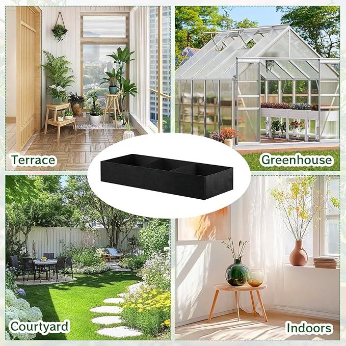 2Pack 4x2x1ft Fabric Raised Garden Bed Garden Growing Bags for Planting Garden Planting Containers with 3 Grids for Growing Herbs Flowers and Vegetables,57 Gallon