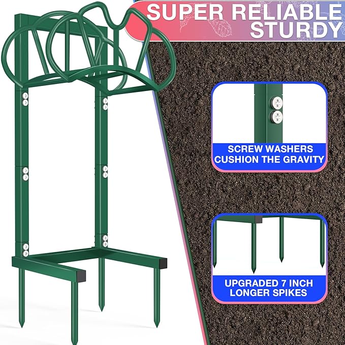 New Garden Hose Holder, Super Stable Water Hose Holders Stand Holds 160-Feet Hose, Detachable Freestanding Hose Storage Hanger Rack for Outside Yard Lawn Farm, Green