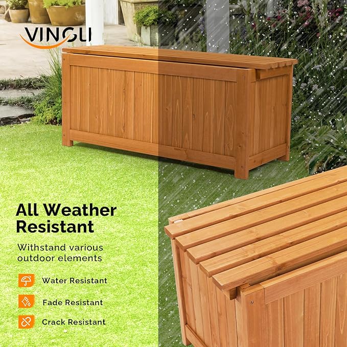 VINGLI Outdoor Wood Bench with Planter Boxes, 2-in-1 All-Weather Porch Bench Seat ＆ Open-Ended Wooden Raised Garden Bed, for Balcony Yard Patio (2 Boxes + Rectangle)