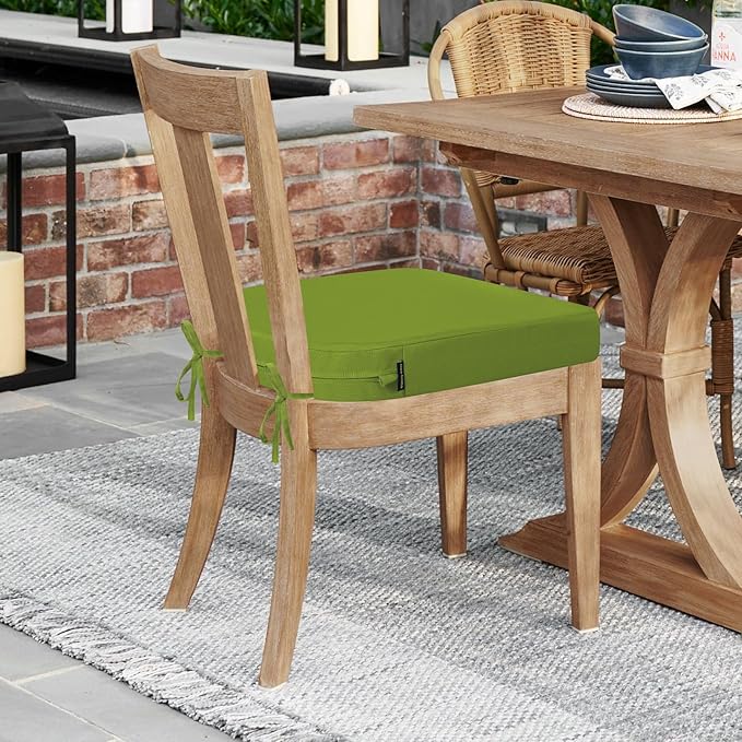 idee-home Outdoor Chair Cushions Set of 4, Thick 19" x 19" x 3" Outdoor Seat Cushions Patio Furniture Waterproof with Ties, Dining Pads