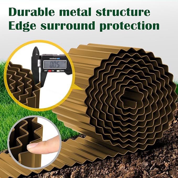 Corrugated Metal Garden Edging 6" x 20Ft, Landscape Edging Border for Lawn, Flower Bed, Garden Fence, Paver Edging (Bronze)