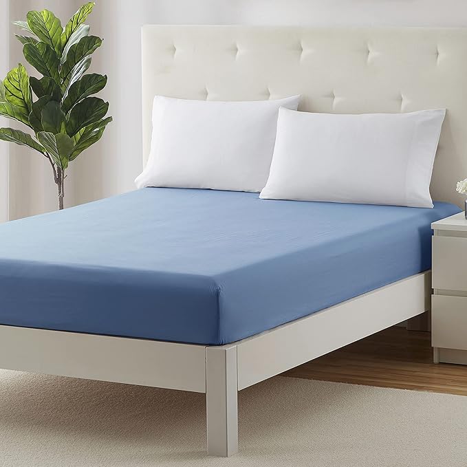 Clara Clark Fitted Sheet, Extra Deep Pocket Fits Deep Mattress, Luxury Soft Fitted Sheet Only, Twin XL Blue Heaven