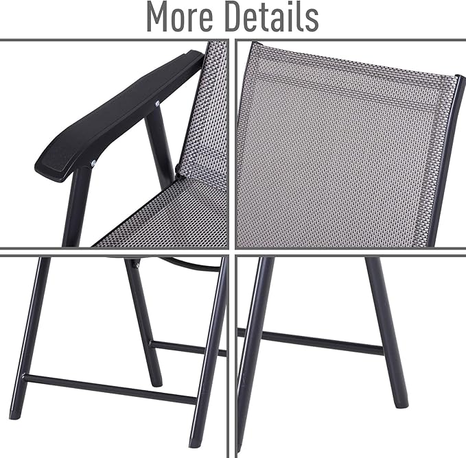 Outsunny Folding Outdoor Patio Chairs Set of 4 Stackable Portable for Deck, Garden, Camping and Travel