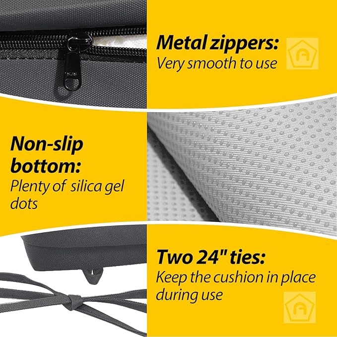 AAAAAcessories Outdoor Seat Cushions for Chairs, Waterproof, Fade-Resistant, 17" x 16" x 2", Patio Furniture Replacement Cushions, Set of 2, Dark Gray