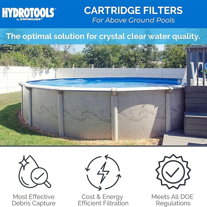SWIMLINE HYDROTOOLS Above-Ground Pool Cartridge Filter System, 8 Sq Ft with 0.3 THP Pump, Pools up to 9000 Gallons