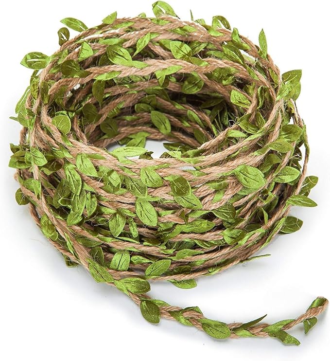 132 Ft Boho Eucalyptus Vines with Twine, Artificial Eucalyptus Leaf Spring Greenery with Hemp Rope for Baby Shower Home Wall Garden Wedding Party Wreaths DIY Craft Decorations
