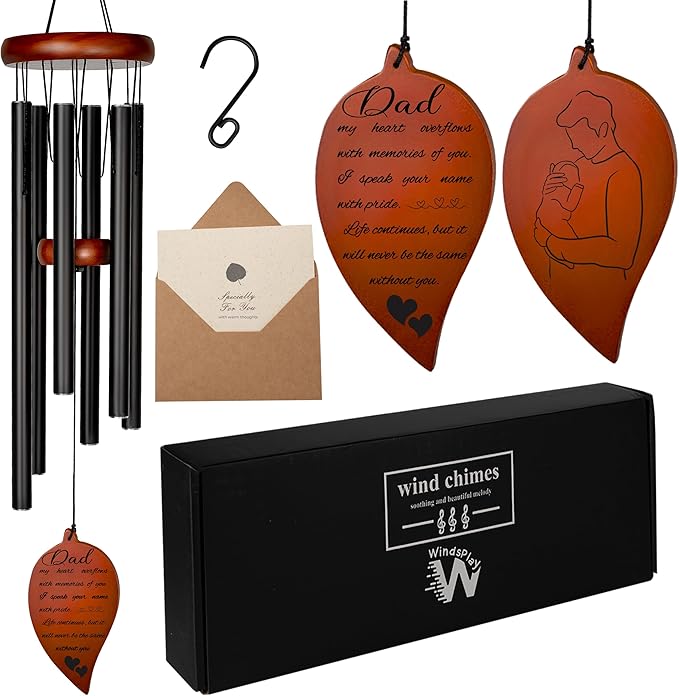 Best Memorial Wind Chimes for Loss of Father - 32.5" Long - Unique Sympathy Wind Chimes for Loss of Father - Prime Bereavement Gifts for Loss of Father - Finest Remembrance Gifts for Loss of Father