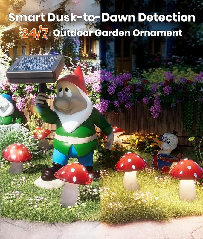 18 Pack Solar Mushroom Lights Outdoor, Garden Outdoor Decor, 8 Lighting Modes, IP65 Waterproof, Crystal-Clear Fairy Decoration for Pathway/Yard/Flower Bed/Patio/Landscape/Backyard/Dwarf, String 2×30FT