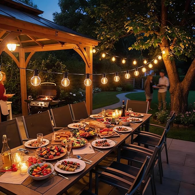 RTTY Classic Series Outdoor String Lights 50 FT Globe LED Patio Lights with G40 Plastic Bulbs,Waterproof Shatterproof Dimmable Connectable Hanging for Backyard Porch Balcony Party Cafe Deck Decor