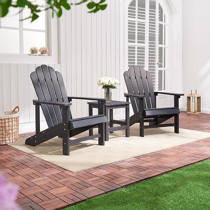 Adirondack Chairs Weather Resistant, Patio Firepit Chair, Sturdy Outside Chairs, Lawn Chairs, Easy Assembly 350lb, for Outdoor Patio Yard