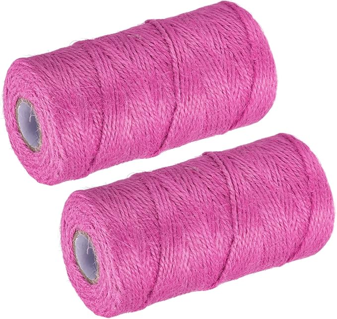 MECCANIXITY 328 Feet Garden Twine, 2mm Craft Jute Twine String Jute for Artwork, DIY Crafts, Gift Wrapping, Fuchsia Pack of 2