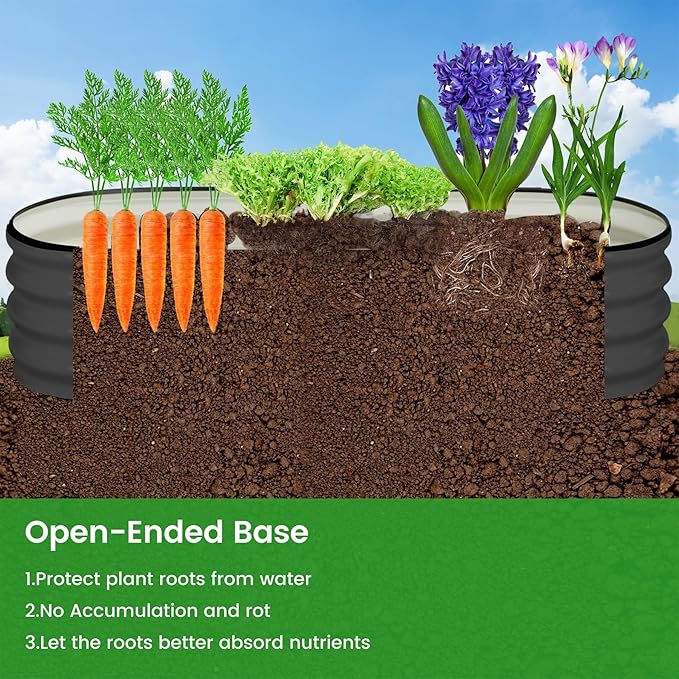 2 Pcs 4.5x2x1.5ft Oval Galvanized Raised Garden Beds, Metal Planter Boxes with Open Base, Tool-Free Assembly for Vegetables, Flowers, Herbs - Outdoor & Patio Use, Gray
