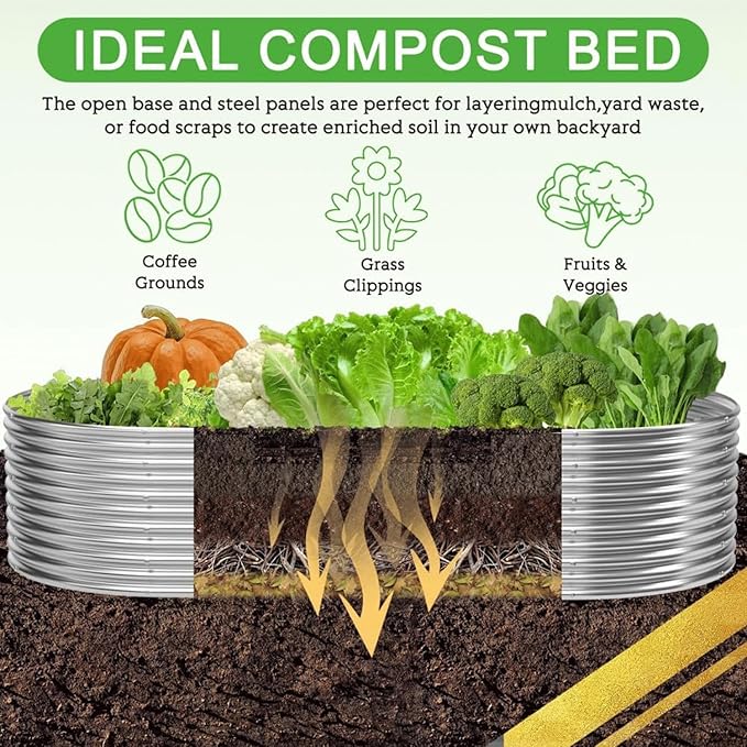 2 Pack Tall 8x4FT Corrugated Galvanized Steel Raised Garden Bed Outdoor, Oval Raised Beds for Gardening, Metal Above Ground Garden Bed for Vegetables and Flowers