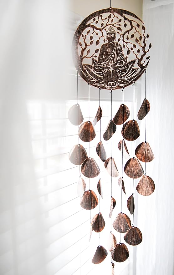 VP Home Shimmering Serenity Buddha Outdoor Garden Decor Wind Chime