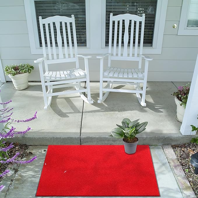 AAZZKANG Red Door Mat Set of 2 Non Slip Durable Multi-Purpose Outdoor Indoor Mats Large 36"x24" Ultra Absorb Mud Easy to Clean Entry Doormat for Inside,Outside,Patio,High Traffic Areas