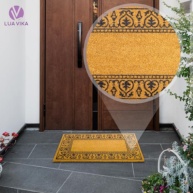 Coir Doormat 16"x27.5", Classic: Door Mat, Welcome Mat, Funny Pattern for Indoor & Outdoor Entrances
