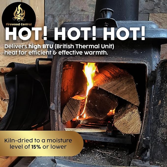 Kiln-Dried PA Hickory – 16” Splits (Approx. 38 lb) – Long Burn, Smoking Wood for Cooking, Grills & Fire Pits – Easy Light, Low Smoke, USA-Sourced