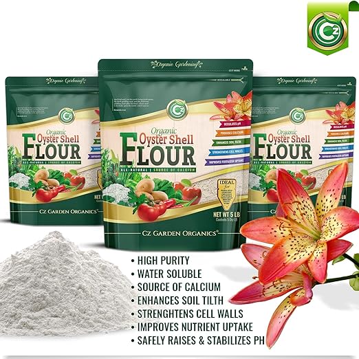 Oyster Shell Flour 5LB – Made in USA Soil Amendment Fertilizer for Indoor/Outdoor Plants & Gardens. High Calcium Supplement for Chickens, Reptiles, Worm Compost Bins, Mushroom Cultivation. OMRI Listed