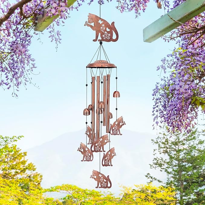 Cat Wind Chimes for Outside,Cat Gifts for Women/Men/Sympathy Gift/Memorial/Festival Birthday Gifts Metal windchimes Outdoors/Indoors,Patio,Garden Decor,Yard Decor,Porch