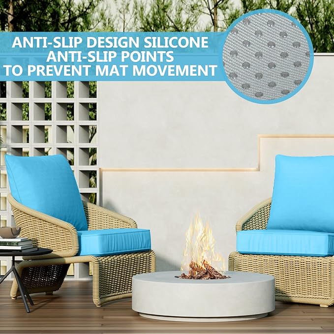24" x 24" x 6" Outdoor Deep Seat Cushions Set - Waterproof & Fade Resistant Patio Furniture Replacement Cushions, Non-Slip Outdoor Cushions Fit Loveseats, Couches, Chairs, and Sofas.