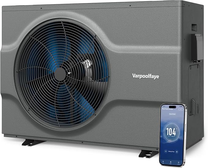 Electric Pool Heater for Inground Pool 88000 BTU Swimming Pool Heat Pump Above Ground Pool Heater 220V 24000 Gallon Heating or Cooling WiFi Control Schedule