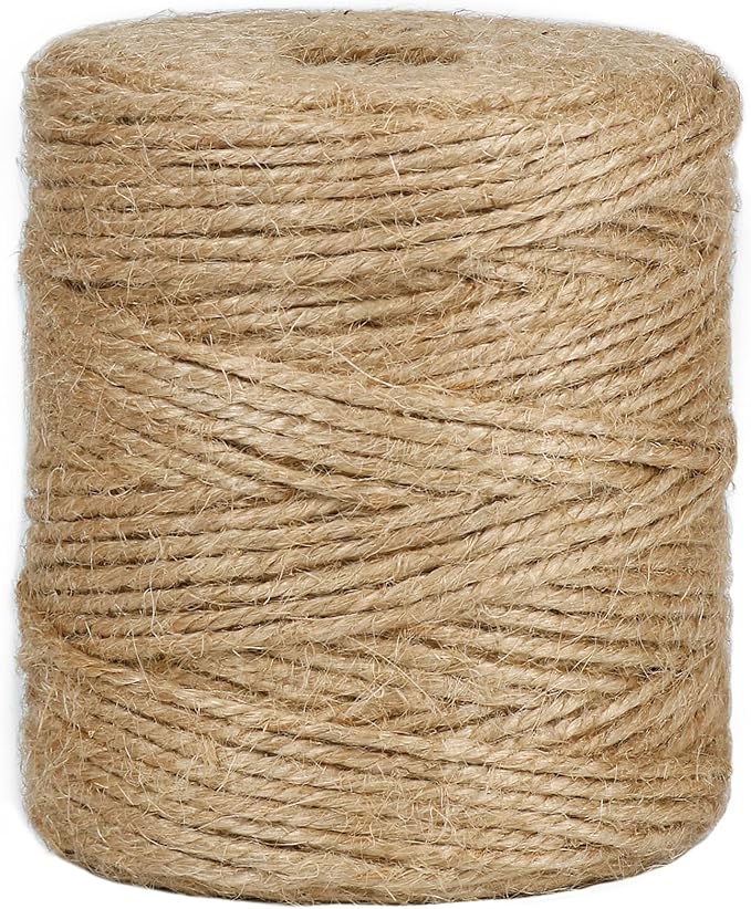 Tenn Well 656 Feet 3mm Jute Garden Twine, Heavy Duty Natural Twine String for Gardening, Plant Supporting, Bundling, Crafting, Wrapping