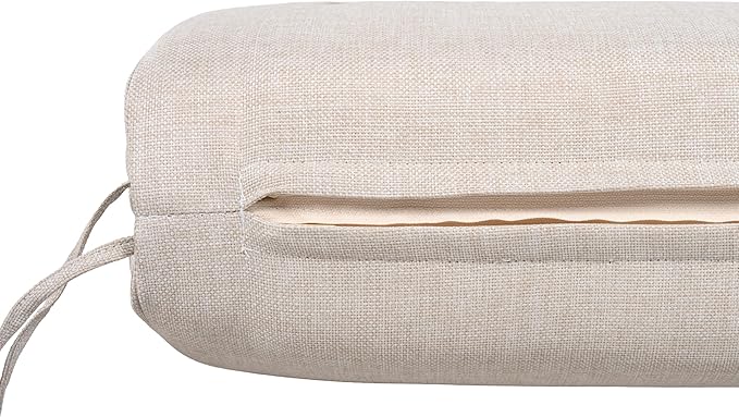 SAFAVIEH Outdoor Patio Furniture Collection - Kento Natural Wood 3-Seater Sofa with Taupe Cushions, Wide & Comfortable Deep Seating, Modern Design (PAT7098A)