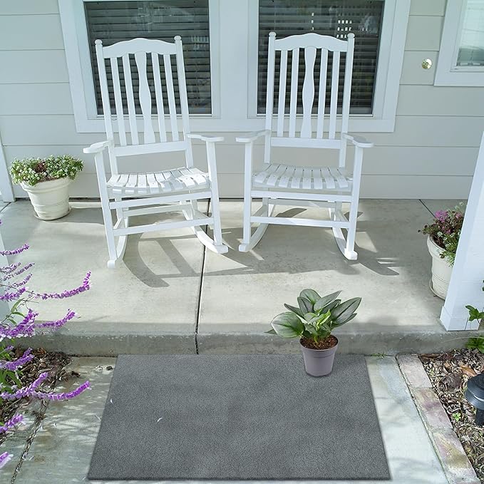 AAZZKANG Plain Doormat Set of 2 Front Door Floor Mat with Non Slip Rubber Backing,Ultra Absorb Mud Easy to Clean Ultity Mats for Home Entrance Gray Large 36"x24"