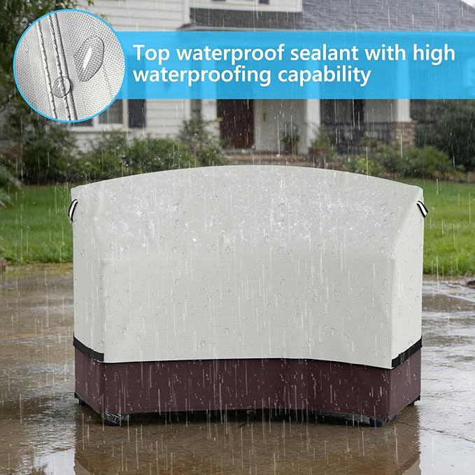STARTWO Adirondack Chair Cover,Outdoor Waterproof Cover for Tall Adirondack Chair Set of 2 with Table,Beige&brown Waterproof Oxford for All-Season Protection(81"Wx30''Dx49''H)
