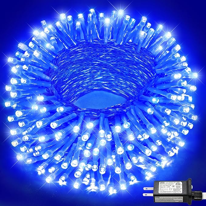 66FT 200 LED Christmas Lights Outdoor, Plug in Christmas String Lights Indoor Waterproof with 8 Modes, Connectable Clear Wire Twinkle Fairy Lights for Home Wedding Party Decor, Blue