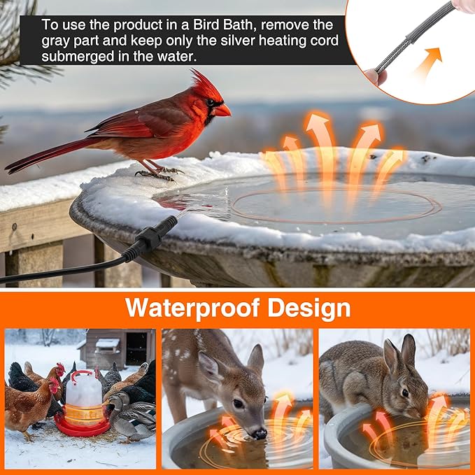Hummingbird Feeder Heater, Hummingbird Feeder Heated for Outdoors in Winter to Prevent Nectar from Freezing, Garden Bird Feeding Wamer Fit Most Birdfeeders (with Cable Straps)