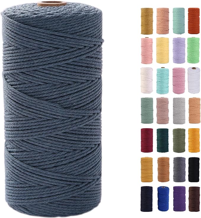 MAOQIAN Teal Macrame Cord 2mm x 220Yards,Colored Cotton Rope Colorful Cotton Cord Soft Craft Cord Twine for Wall Hanging Plant Hangers Crafts Decorative Projects