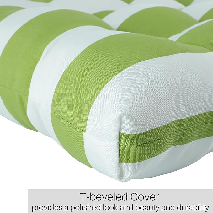Only choice High Back Chair Cushions,Adirondack Chair Cushion with Waterproof All-Weather, Rocking Chair Cushion for Outdoor Patio, Garden Porch 44”x 22”x 4,Set of 2 (Green/White)