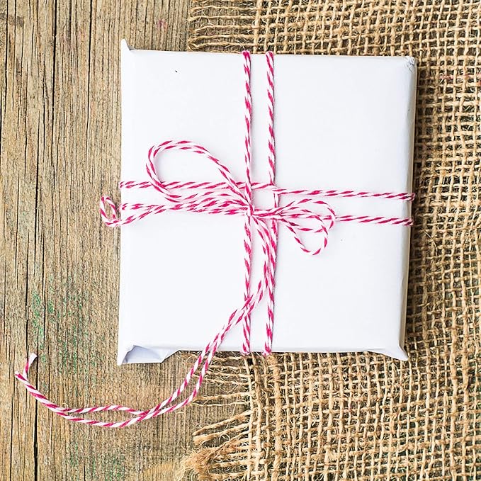 Cotton Twine String Bakers Rope: 2 Roll Twines for Crafts Gift Wrapping - 656 Feet Silver White Twine for Kitchen Cooking