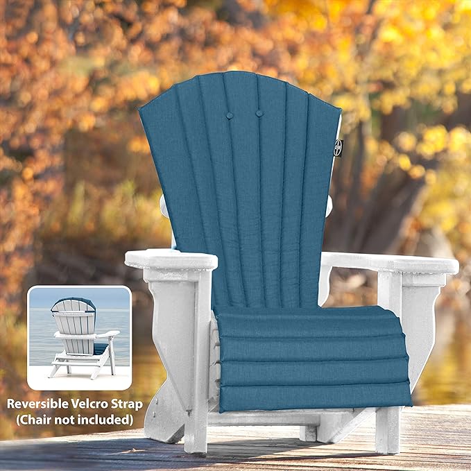 JCA Outdoor All-Weather Patio Chair seat Cushion, Quick Drying Olefin Fabric - Adirondack Chair Cushion for Your Chair-Chair not Included (Sailor Blue)