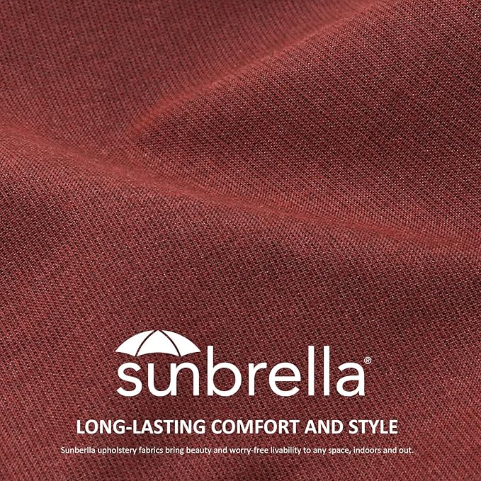 Sunbrella Outdoor High Back Chair Cushion Seat Pads, 44 x 21 Inch Water-Repellent & Fade-Resistant Patio Furniture Cushions with Ties for Adirondack, Rocking Chairs, Spectrum Brick