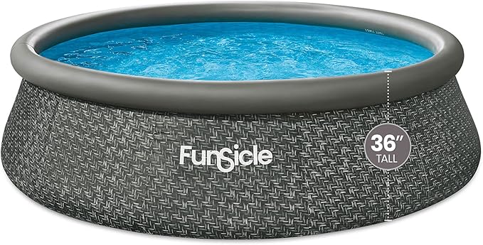 Funsicle Quickset 12ft x 36in Round Inflatable Above Ground Swimming Pool with Filter Pump – Easy Setup with Top Ring Design