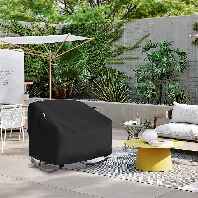 STARTWO Outdoor Papasan Rocking Chair Cover, Patio Furniture Covers Waterproof adapter for Egg Rocking Chairs and Rattan Wicker Lounge Chairs, 41"L x 45"W x 31"H, Black